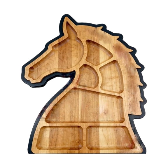 Horse Head Wooden Serving Platter | 9-Compartment Charcuterie Board | Ideal for Snacks, Fruits, Nuts & Western-Themed Parties
