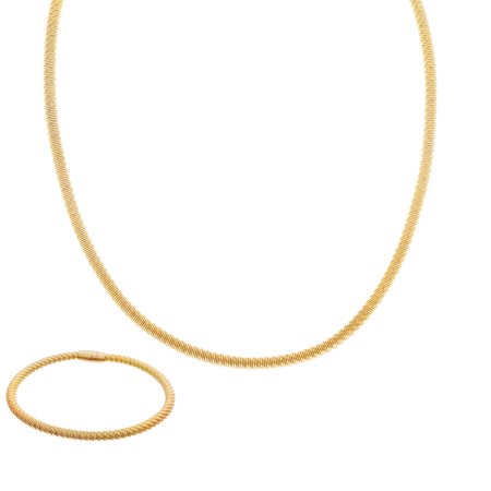 Gold Tone Stainless Steel Snake Chain 17.5" Necklace and 7.5" Bracelet Set