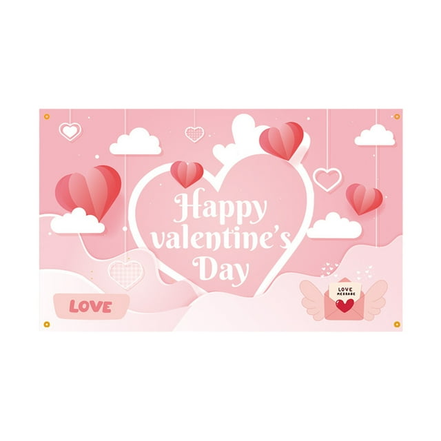 Happy Valentines Day 71x43 Inch | Valentines Day Backdrop for Valentines Day Decor | Valentines Backdrop for Valentines Banner Decorations