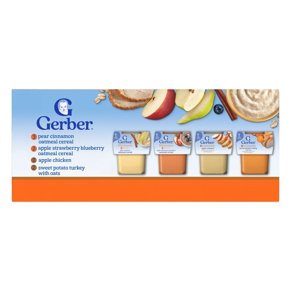 Gerber 2nd Foods Breakfast & Dinner Puree Classics Baby Food, Variety Pack, 4 oz Tub (16 Pack)
