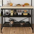 thumbnail image 5 of Large Kitchen Island Bakers Rack Microwave Oven Stand Kitchen Shelf with 3 Tier Storage, Metal Coffee Bar Table,Kitchen Storage Shelf for Dining Living Room, 5 Hooks,, 5 of 9
