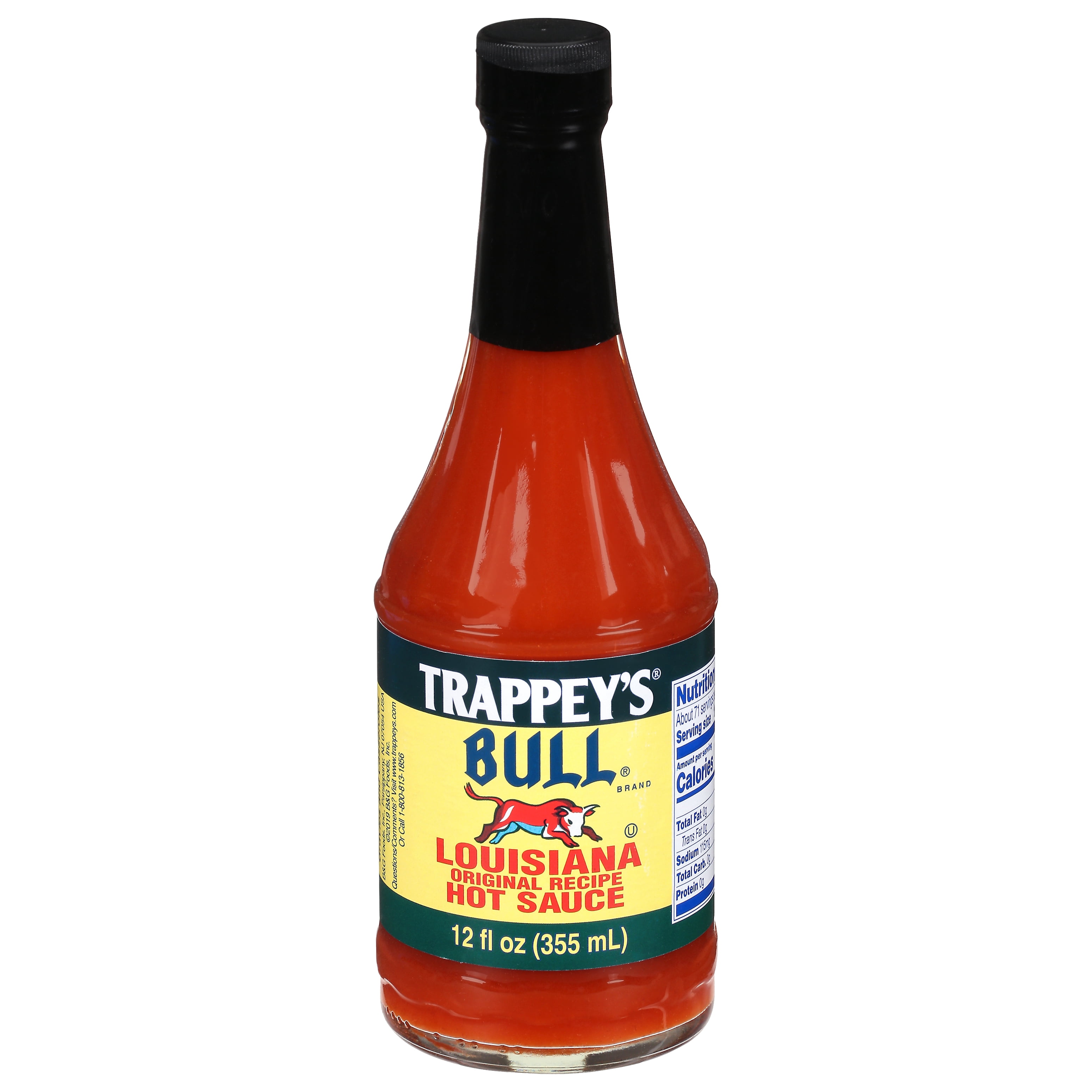 (2 pack) Trappey's Bull Louisiana Original Recipe Hot Sauce, 12 fl oz Glass Bottle