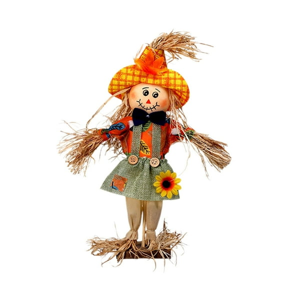 Deeceymbur Halloween Scarecrow Decoration Fabric and Straw Handcrafted Figurine 13.7in Fall Harvests Festival Decoration