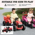 thumbnail image 4 of TOBBI 12V Electric Kids Ride on Tractor with Trailer LED Lights, USB, Bluetooth, Age 3-6 Child, Red, 4 of 7
