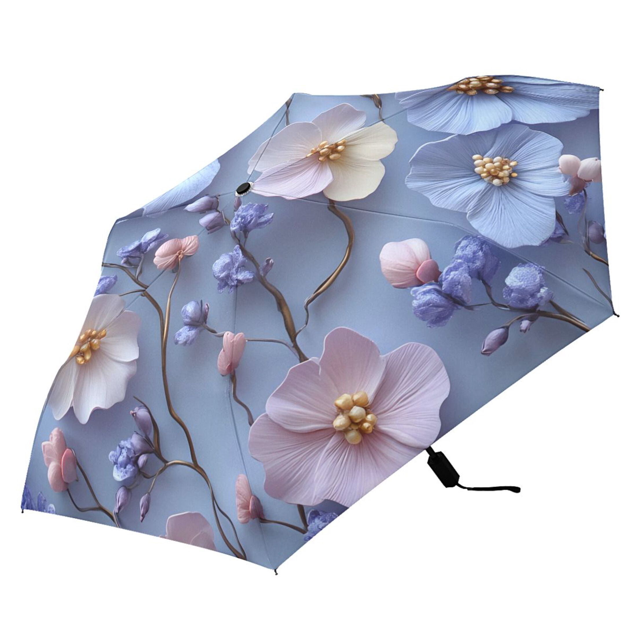 ALAZA Flower-a8 UPF 50+ Compact Folding Umbrella for Rain Travel Umbrella Packable