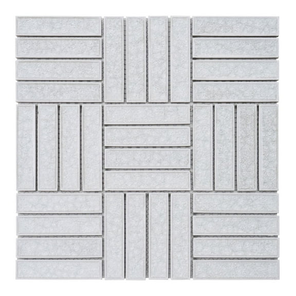 Modket TDH264CG White Cracket Glass Basketweave Parquet Mosaic Tile Kitchen Bath Wall Backsplash
