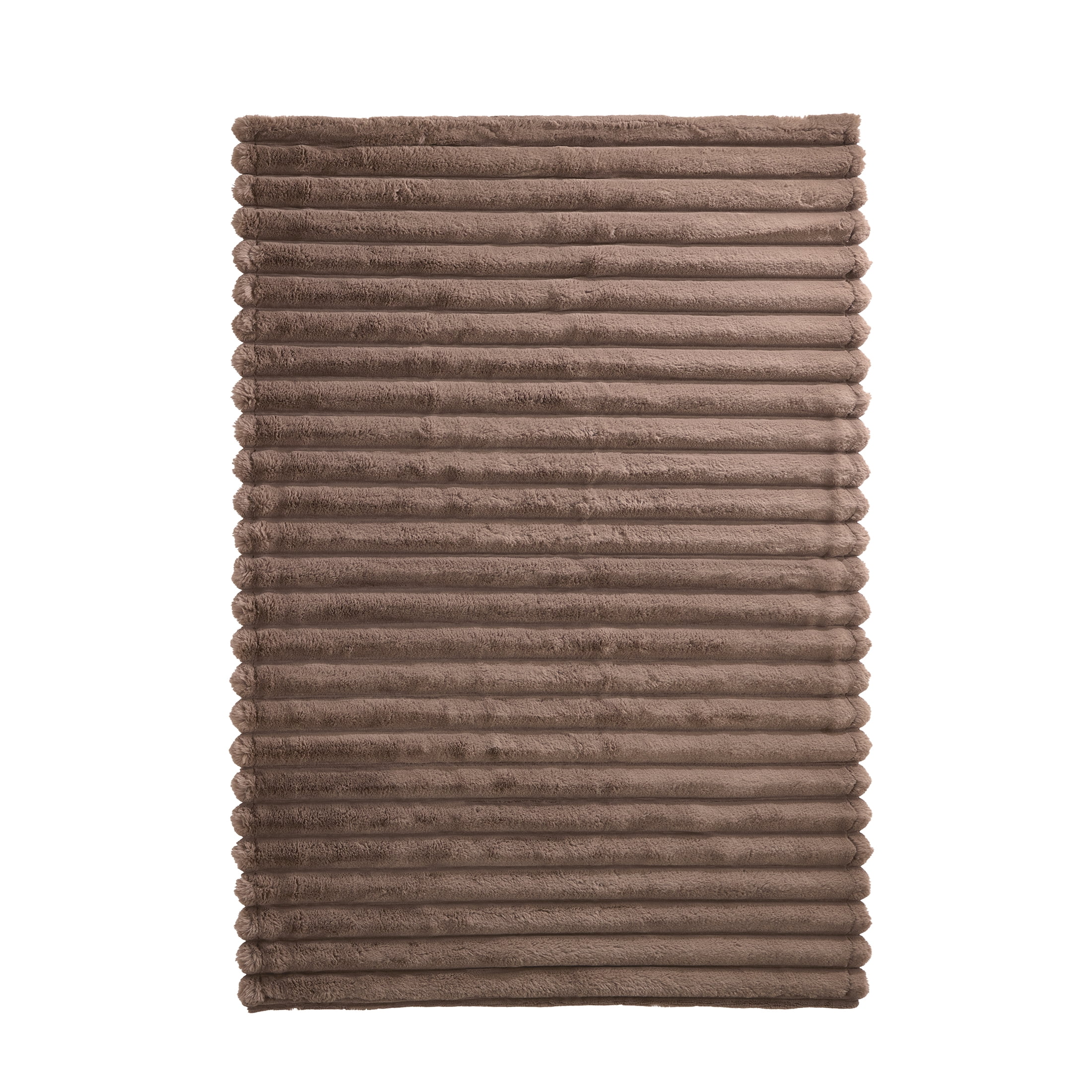 Better Homes & Gardens Brown Basket Exaggerated Channel Faux Fur Oversized Throw, 50 in x 72 in