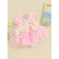 thumbnail image 4 of Jxzom Newborn Baby Girls Summer Romper Dress 0 3 6 12 18 Months Infant Sleeveless 3D Flower Jumpsuit Birthday Princess Tutu Tulle Dress, 4 of 9
