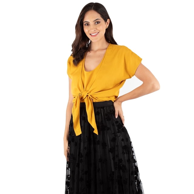 Blusa manga corta con amarre al frente