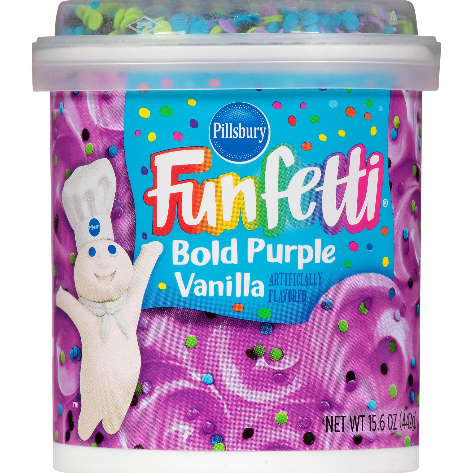 Pillsbury Funfetti Bold Purple Vanilla Frosting, 15.6 oz Tub