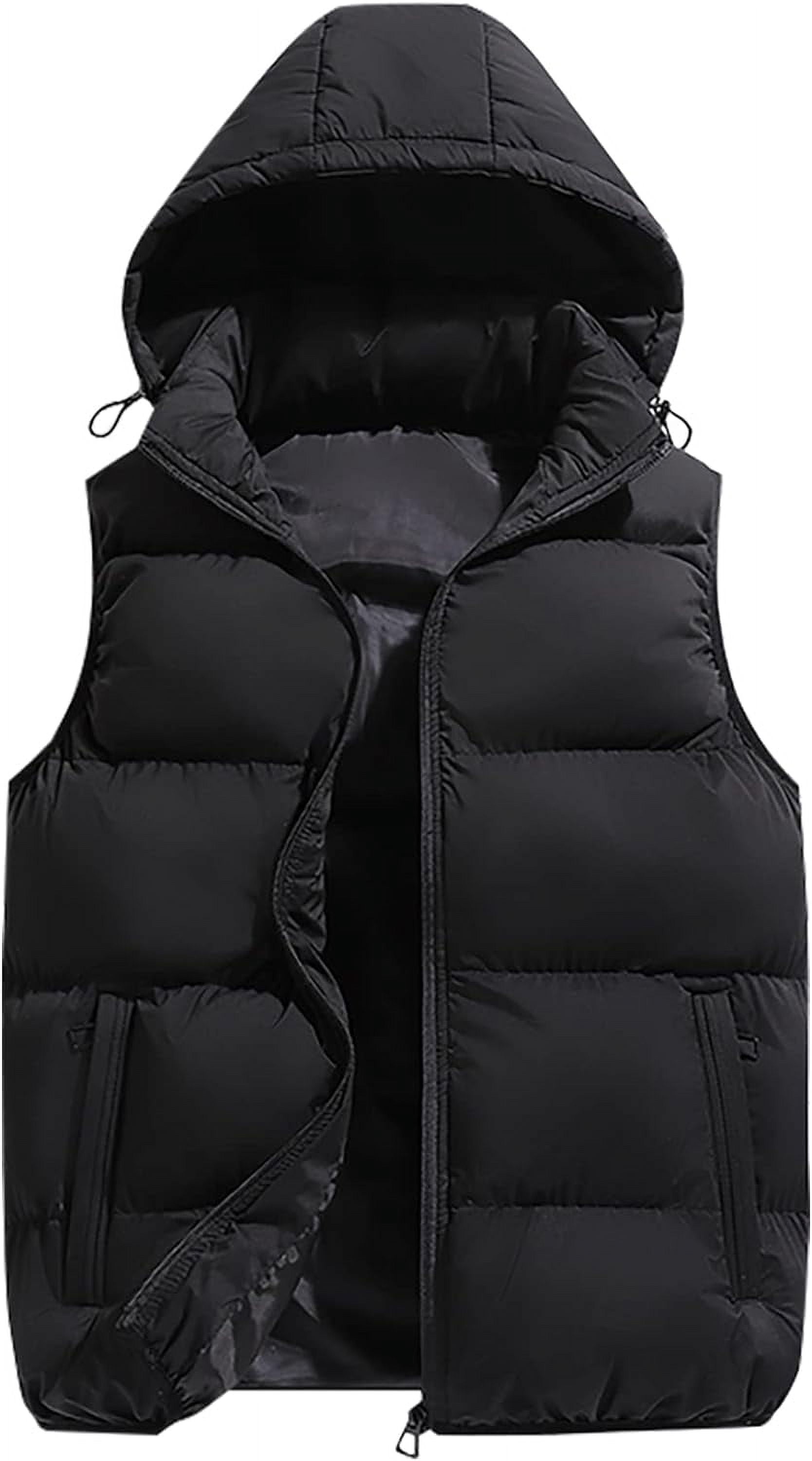 LAICAIW Men's Quilted Winter Vest Outdoor Removable Hooded Padded Puffer Vest