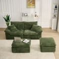 thumbnail image 3 of Aukfa 81" Oversized Modular Sectional Sofa, Corduroy Upholstered Cloud Couch with Two Ottomans, Deep Seat Comfy Sofa Set for Living Room, Green, 3 of 7
