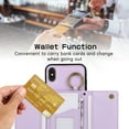 thumbnail image 3 of Wallet Function Case for iPhone XR with Shoulder Strap & Card Slot Holder & Ring Buckle & Magnetic Clasp, Premium PU Leather Flip Folio Zipper Purse Women Girls Phone Case, Purple, 3 of 10