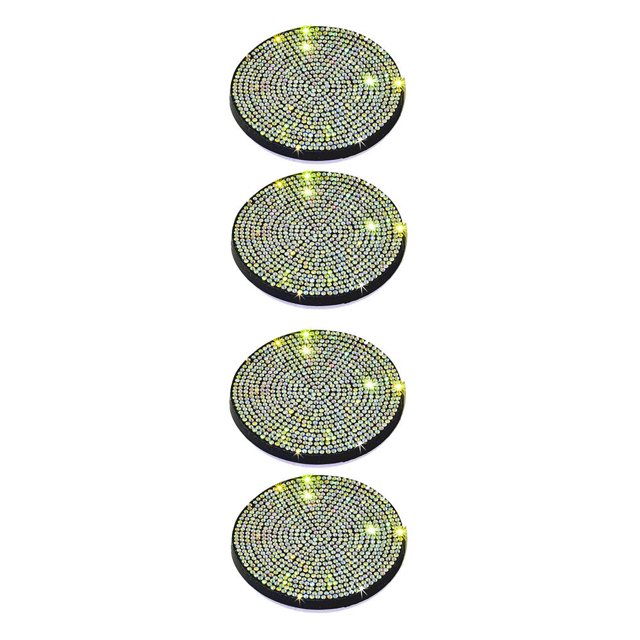 yingyy Pack of 2 PVC Plastic Automobile Cup Holder Mat Portable Waterproof Washable Anti-slip Rhinestone Pad Accessories Colorful 2Set