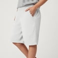 thumbnail image 2 of Yindaity Shorts for Toddler Boys Boys' Cotton Twill Flat Front Uniform Stretch Chino Shorts(White,5-6 Years), 2 of 4