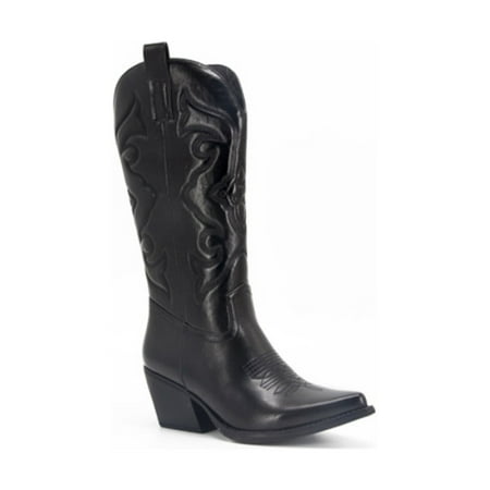 

Tenmix Ladies Comfort Mid Calf Boots Dress Non-Slip Pointed Toe Embroidered Shoes Work Fashion Black 9