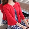 thumbnail image 5 of SWSMCLT Women's Long Sleeve Knit Top Soft Open Front Summer Cardigan for Dresses Cardigan Sweater Button Lightweight Fashion Knitted Spring Red Medium, 5 of 5