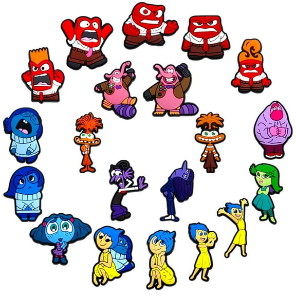 20-Piece Inside Out PVC Shoe Charms Pack, No-Repeat Cute Cartoon Shoes Decorations for Unisex