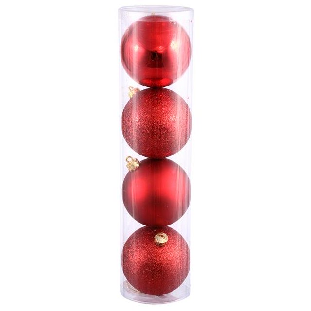 Boule Percée Rouge 4 Finitions Assorties, 12 Po. - 4 par Sac