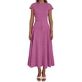 thumbnail image 4 of Women'S 2 Piece Skirt Sets Summer Short Sleeve Top Flowy Long Skirts Travel Vacation Outfits Pink L, 4 of 7