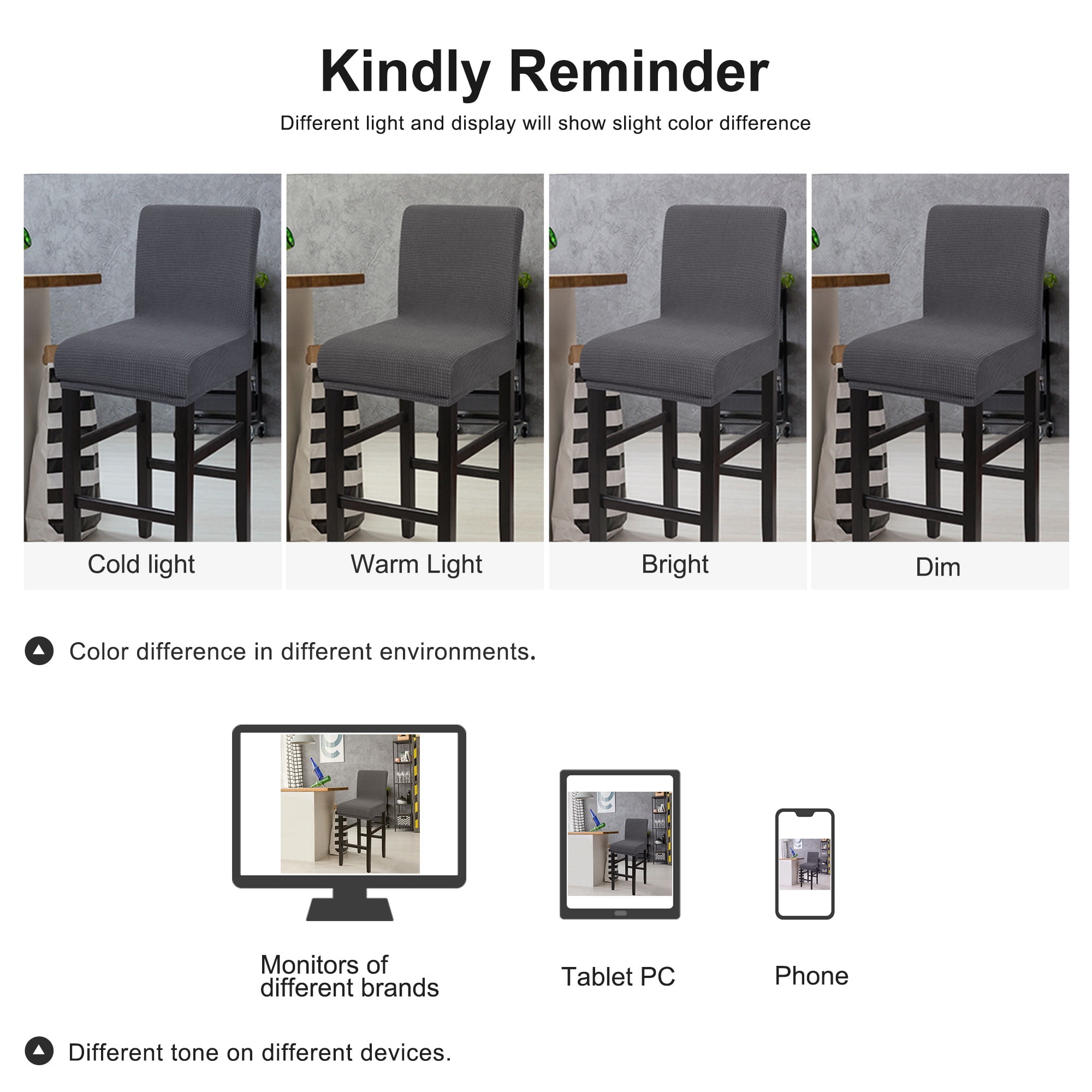 Unique Bargains Polyester Stretch Bar Stool Covers Elastic Band Mid Back Chair Slipcover Grey 4 Pcs