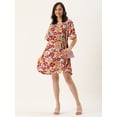 thumbnail image 4 of DressBerry Women's Printed Rayon Crepe Dress Casual Summer Kimono Sleeves Knee Length High Waist Round Neck Western Style Light Weighted High Rise Short Crepe Dress, 4 of 7