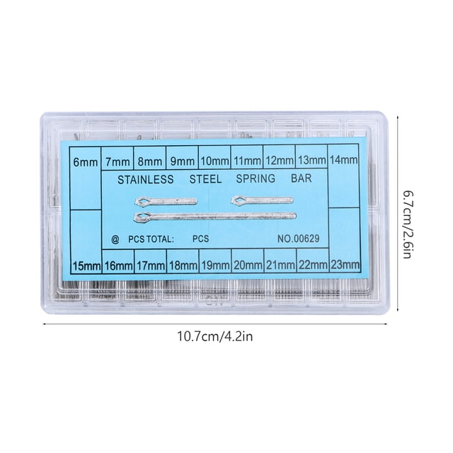 GOOHOCHY Hemobllo - 360 piezas de herramientas de barra de resorte de acero inoxidable para correa de reloj, pasadores de chaveta, 18 tamaños diferentes (6 mm-23 mm)