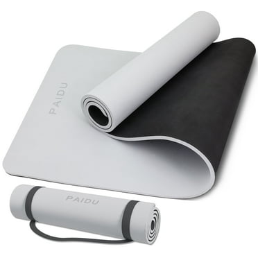 MEIBU Yoga Mat Non Slip Anti-tear Yoga Mats Thick High Resiliency Yoga Mat Fitness & Exercise Mat POE Yoga Mat 70"L x 24"W x 2/5 Inch Thick (Light Gray   Black)