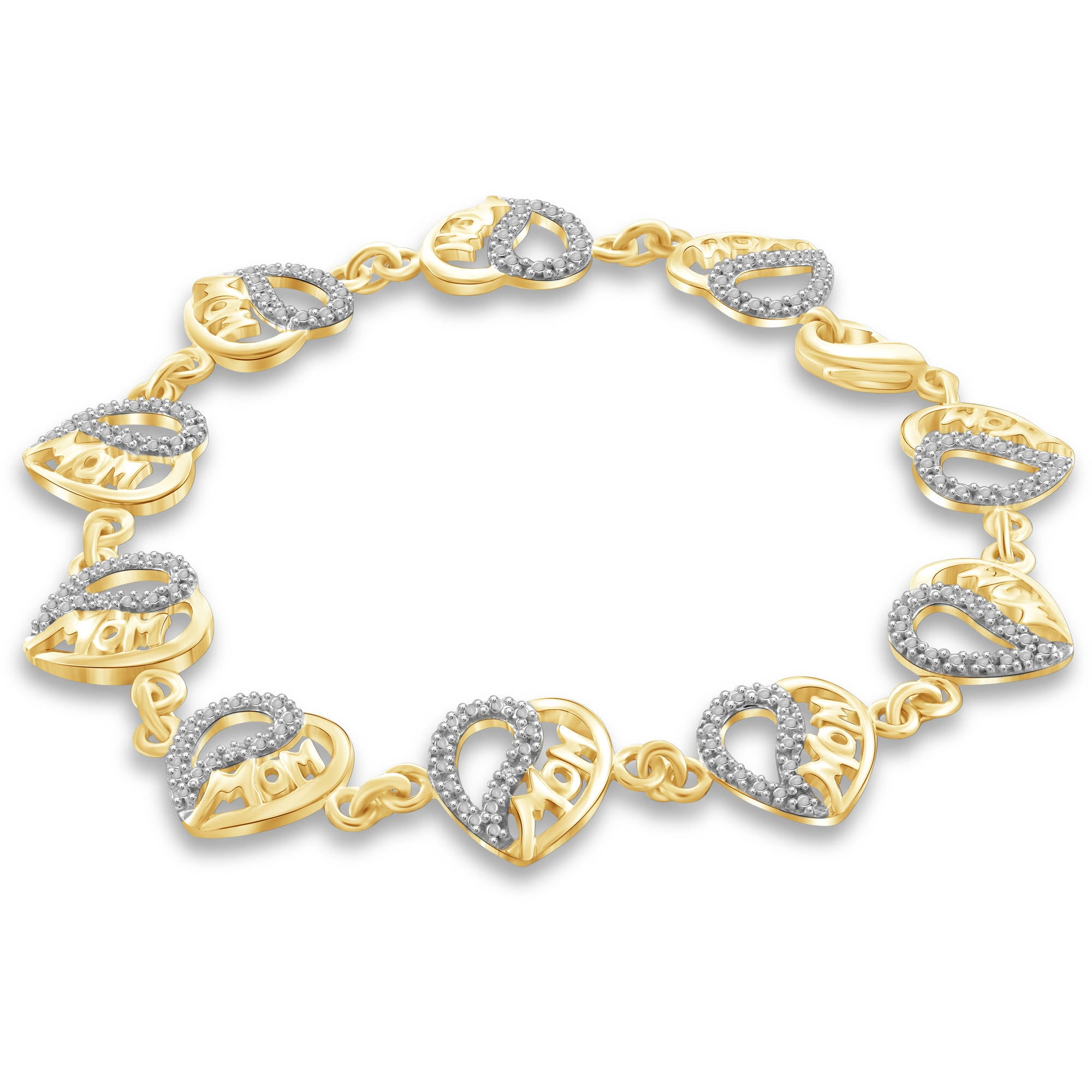 White Diamond Accent 14kt GoldPlated Heart Bracelet, 7.