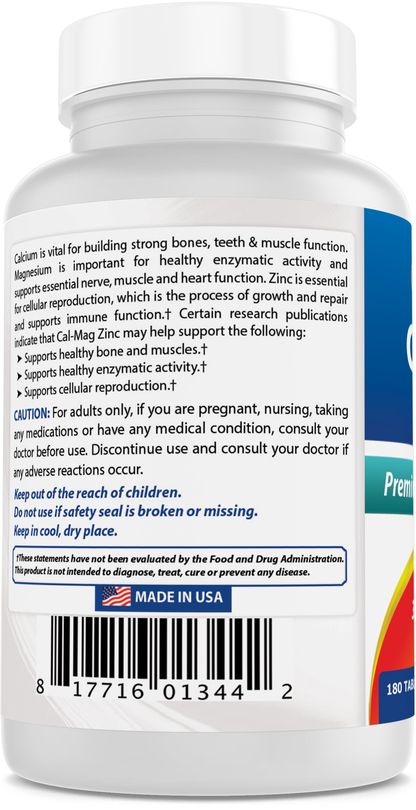 3 Pack Best Naturals Cal Mag Zinc 180 Tablets