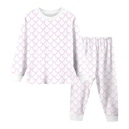 Curuila Child Kids Girls Pajamas Set Long Sleeve Graphic Print Crew Neck Pjs Tops With Pants Soft Comfort Loungewear Pink Size 5-6 Years