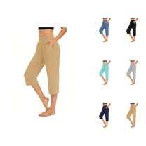 Capri Pants for Women 2025 Solid Color Lightweight Stretchy Casual Loose Capris with Pockets Womens Cropped Pants