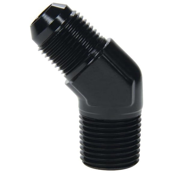 Allstar Performance ALL49544 Fitting - Adapter - 45 Degree - 8 AN Male to 1/2 in NPT Male - Black Anodized Aluminum - Each