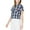 Navy, variant on Dickies Womens Juniors Plaid Crop Button-Down Top Blue XS