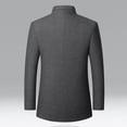 thumbnail image 5 of SWSMCLT Men's Wool Trench Jacket & Coat Warm Quilted Single Breasted Button Slim Fit Peacoat Band Collar Fall Long Sleeve Winter Grey S, 5 of 5