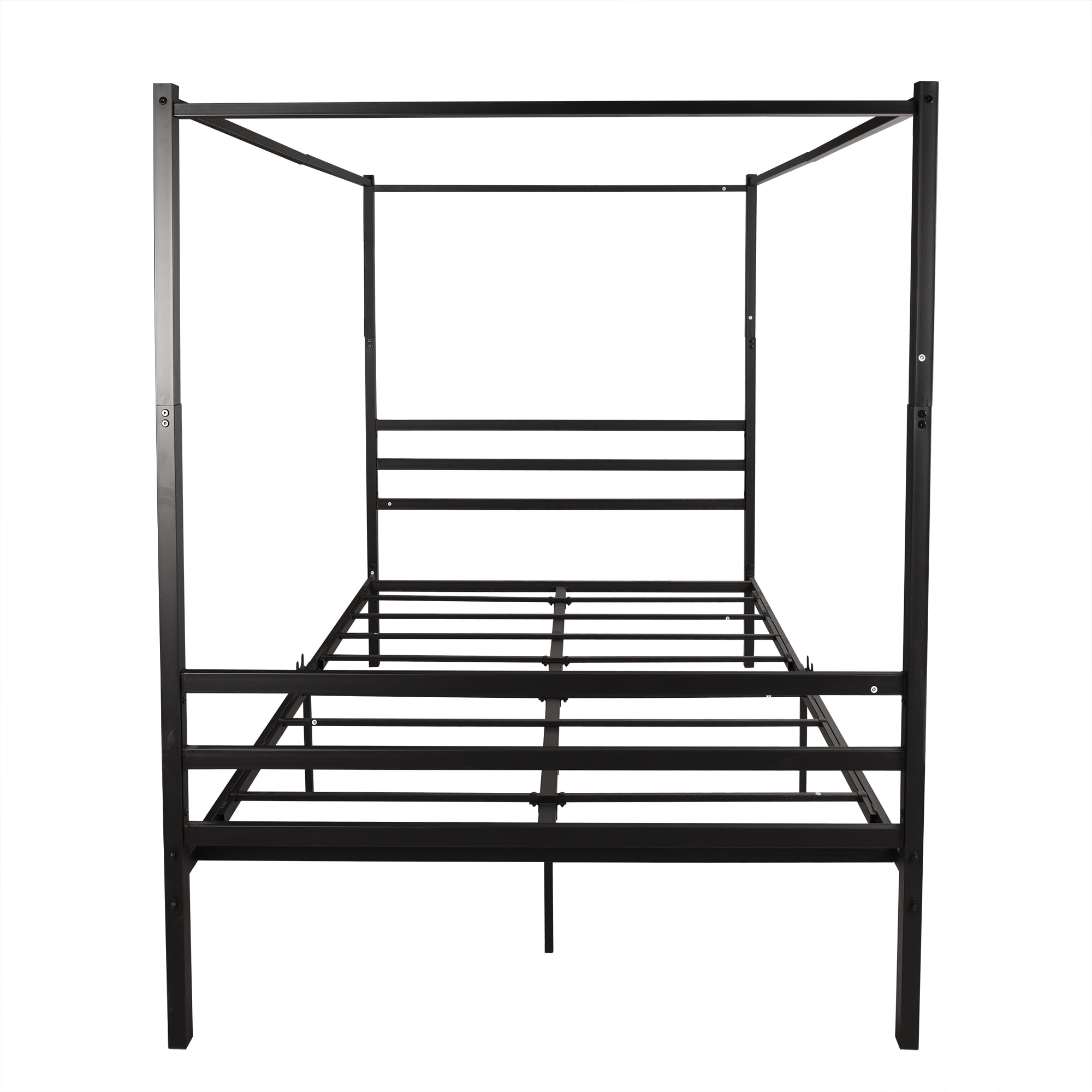 Princess Black Metal Canopy Platform Bed Frame with Mattress Foundation