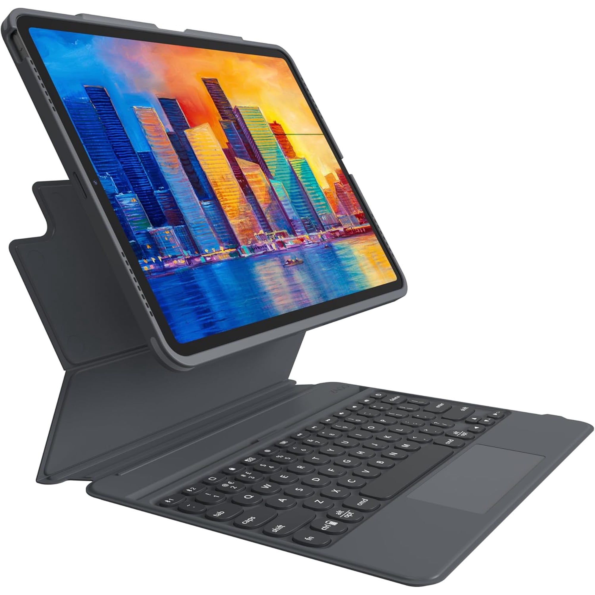 ZAGG Pro Keys Detachable Case & Wireless Keyboard with Trackpad for Apple iPad Pro 12.9 Multi Device Bluetooth Pairing Backlit Laptop-Style Keys Apple Pencil Holder 6.6ft Drop Protection (Charcoal)