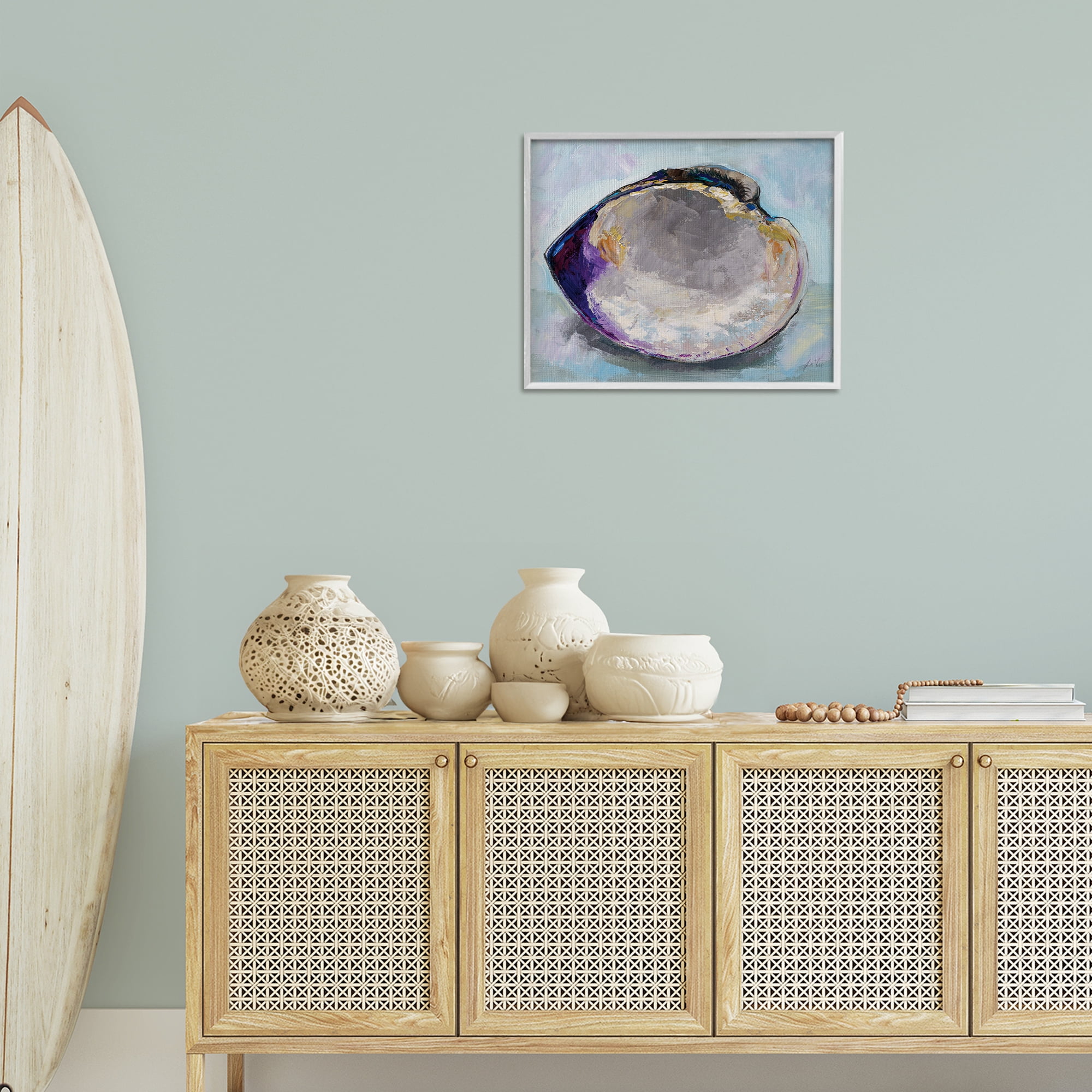 Stupell Industries Baby Clam Shell Animals & Insects Painting White Framed Art Print Wall Art, 20 x 16