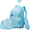 thumbnail image 1 of Children‘s Wheeled Backpack Bag Set with Lunch Box School Rolling Backpack Bag with Wheels School Trolley Backpack Bag for Girls GC, 1 of 7