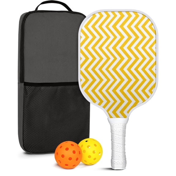 Pickleball Paddles Set Of 1, Fiberglass Surface, Colorful Lines Print, 1 Paddle, 2 Balls & Bag