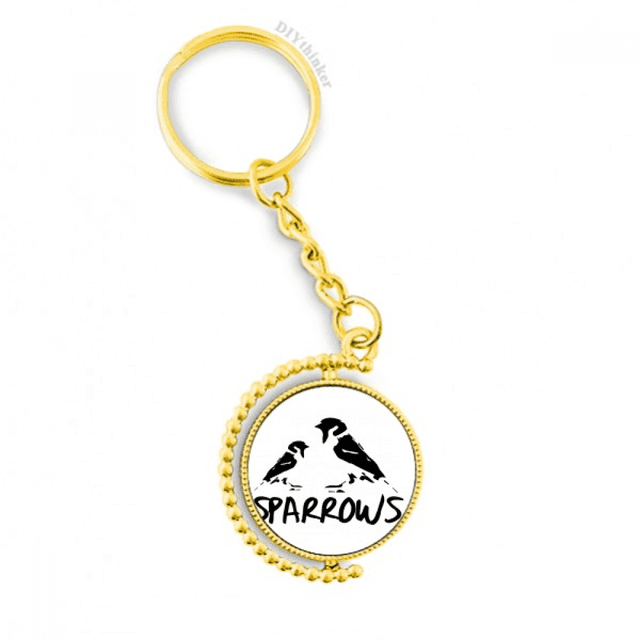 Gorriones,aves,animales,comida,madres e hijos. Anillo de oro de metal llavero llavero