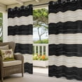 thumbnail image 5 of Outdoor Curtains for Patio Waterproof, Black Cream Striped Windproof Pravicy Outside Porch Blackout Curtain, Farmhouse Vintage Shabby Chic Wood Grain Sun Blocking Grommets Curtains for Cabana 54"x95", 5 of 9
