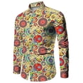 thumbnail image 1 of Camisa de hombre de moda con estampado tribal Paisley de talla grande, manga larga, tops ajustados de calle, moda de algodón, ropa de calle vintage, 1 of 6