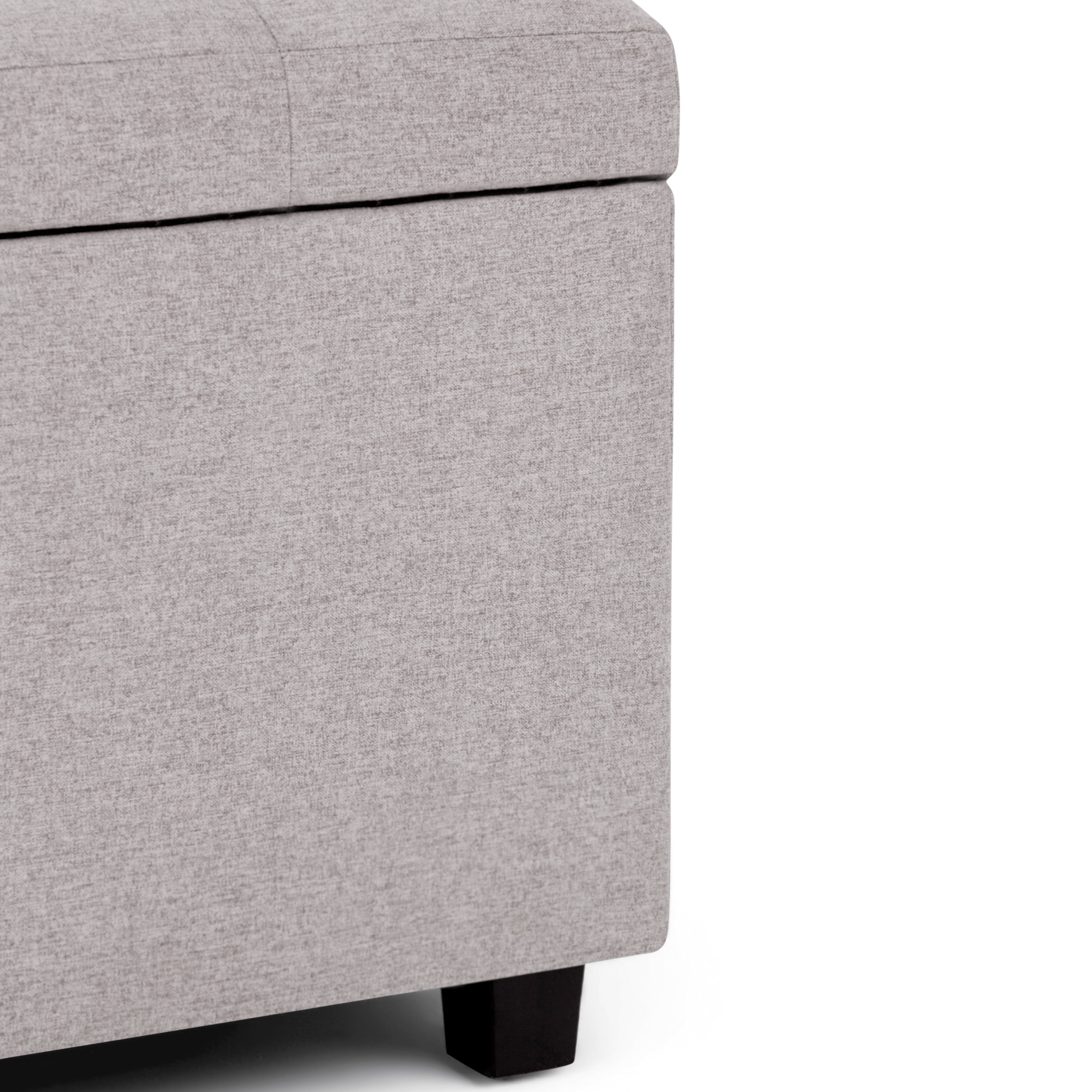 Cosmopolitan 34 inch Wide Transitional Storage Ottoman in Cloud Grey Linen-Look Fabric