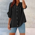thumbnail image 2 of Linen Shirt For Women 2025 Summer Crewneck T-Shirt Breathable Loose Fit Daily Casual Top, 2 of 2