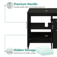 thumbnail image 2 of PULUOMIS 36 Inches Bathroom Vanity in Black Finish with Round Glass Vessel Sink, Single Bathroom Vanity with Top, 2-Door Cabinet and 2 Drawers, 2 of 17