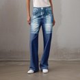 thumbnail image 2 of WTOBBY Women's Casual Print Jeans, Sporty Jeans Style Pants with a Comfortable and Relaxed Fit, Ideal for Leisure Activities and Everyday Wear,Blue L, 2 of 8