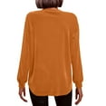 thumbnail image 4 of Lenpel Velvet Tops for Women Lantern Long Sleeve Crew Neck Pleated Dressy Casual Velour Blouses Loose Party T Shirts(Orange,X-Large), 4 of 7
