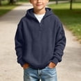 thumbnail image 3 of WAVSUF Boys Hoodie Loose Fit Long Sleeve Half Zip Winter Casual Sweatshirts Navy 13, 3 of 10