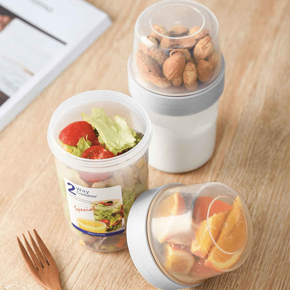 Oraony 2Pcs Cereal and Milk Cup on the Go, Yogurt Portable Cereal and Milk  Cups Container to Go Cup, Sealed Double Layer Snack Cup Storage Box for